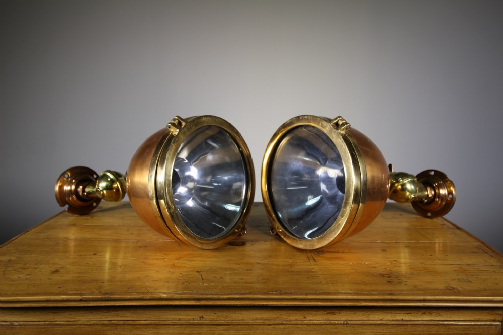 Pair of High Quality English 1920's Ship's Lights