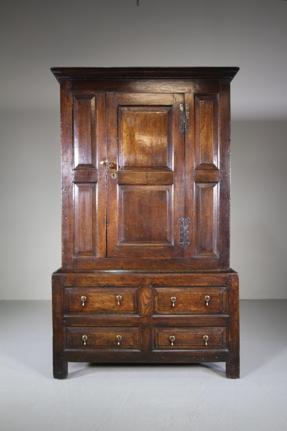 Small 18th Century Welsh Antique Oak Press Cupboard