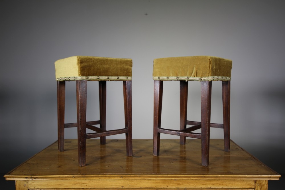 Pair of English Regency Antique Square Stools