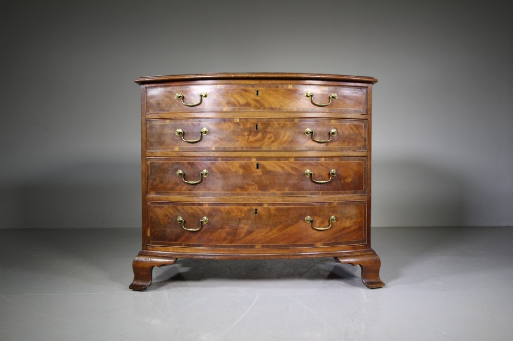 English 18th Century Antique Bow Front Mahogany Chest