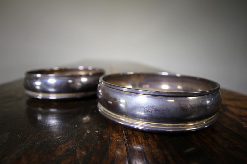 Pair of English Edwradian Antique Solid Silver Coasters