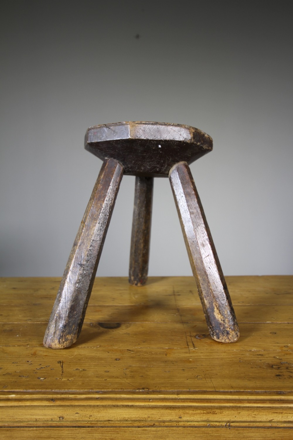 18th Century Primitive English Antique Oak Stool