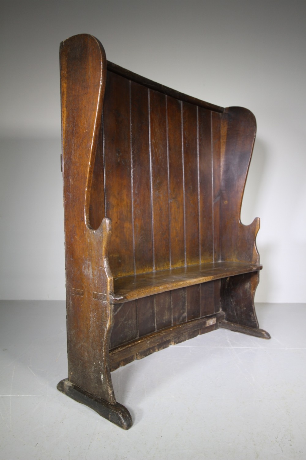 English 18th Century Antique Oak High Back Settle
