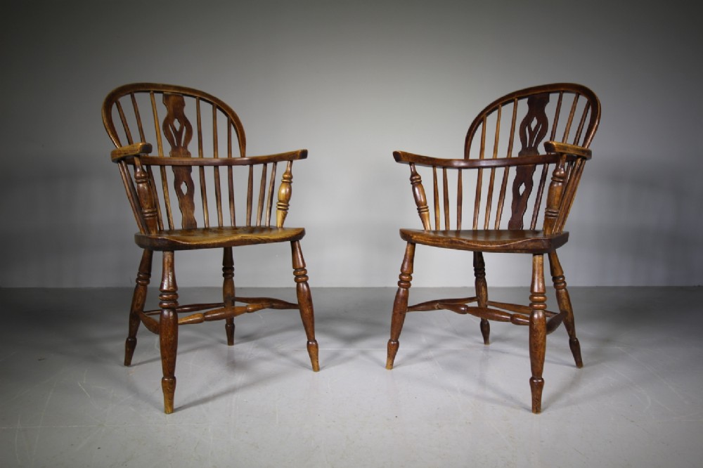 True Pair of Antique Lincolnshire Windsor Chairs