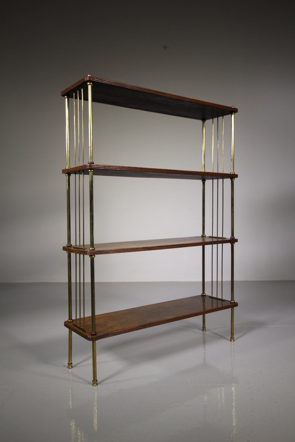 Smart English 19th Century Antique Brass & Mahogany Shelves