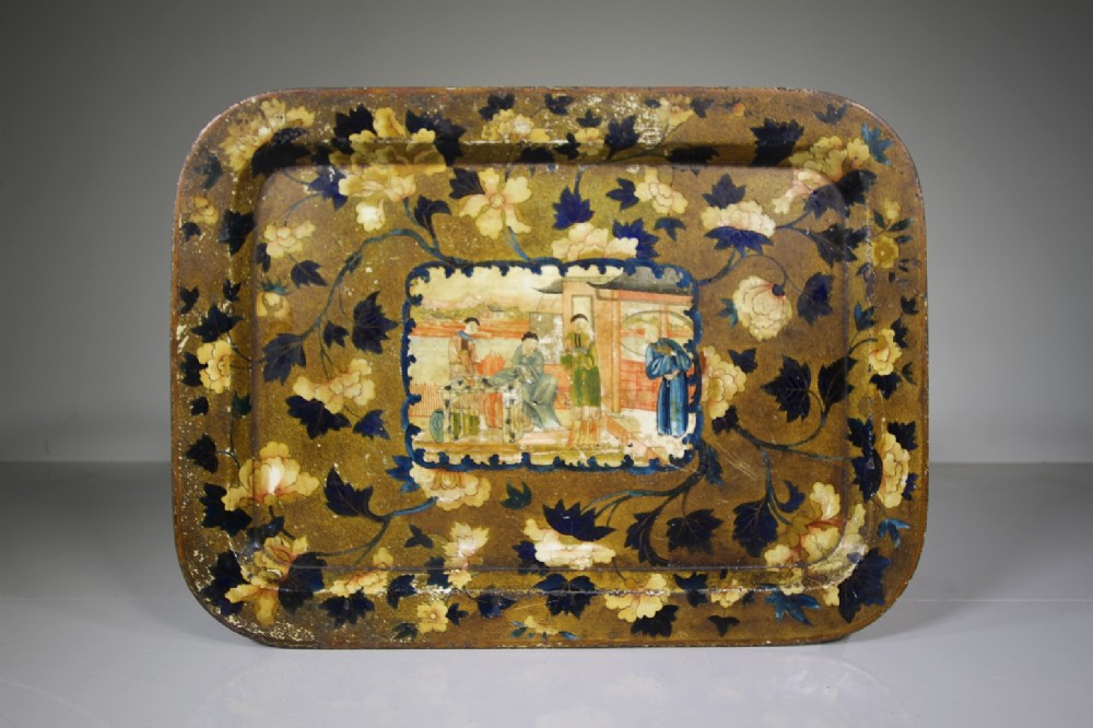 Stunning Regency Antique Tole Ware Chinoiserie Tray Table