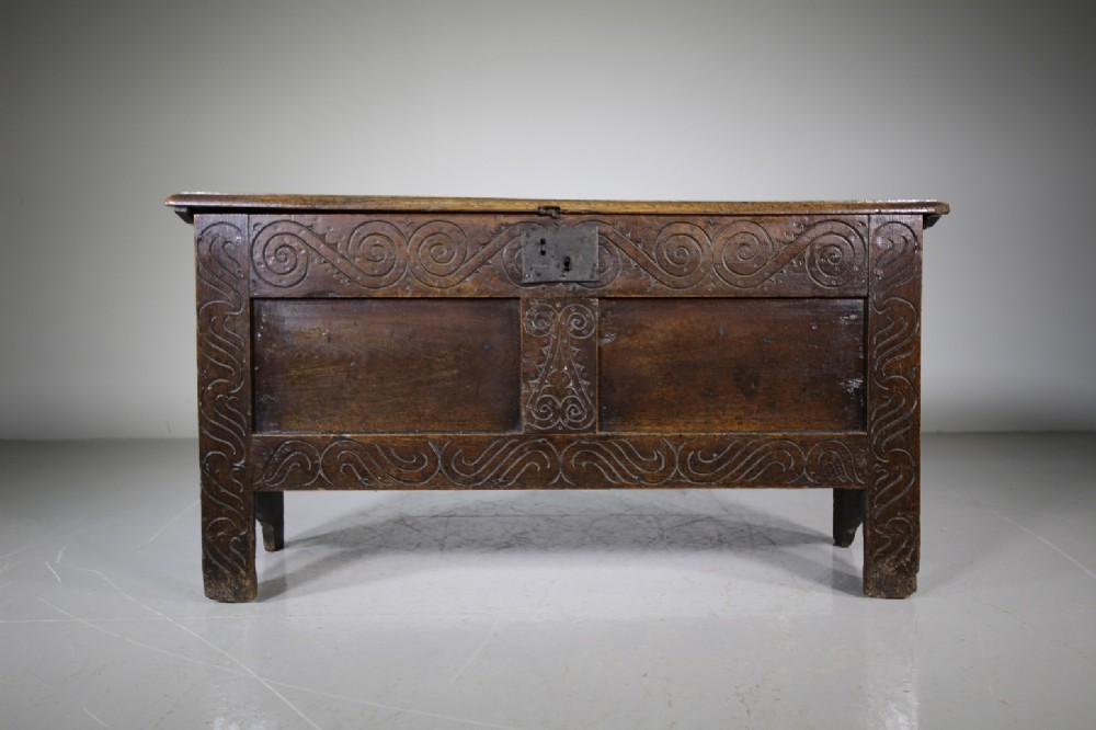 17th Century English Antique Period Oak Coffer