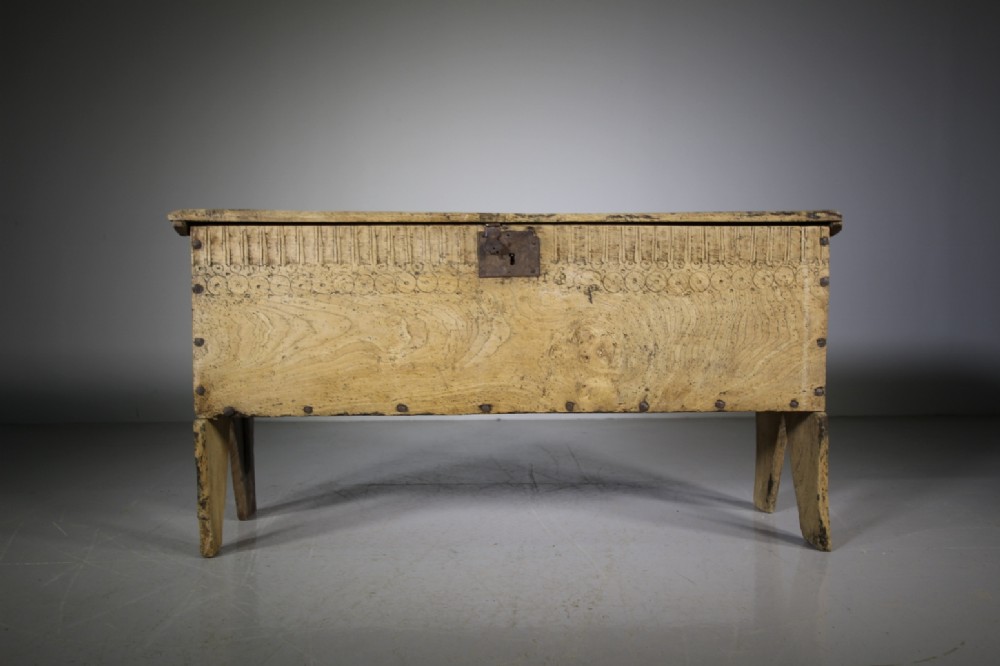 17th Century Antique Elm Coffer dated 1685