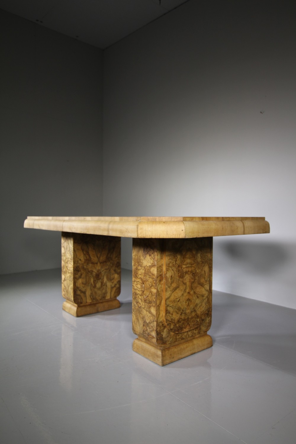 English Art Deco Antique Walnut Dining Table