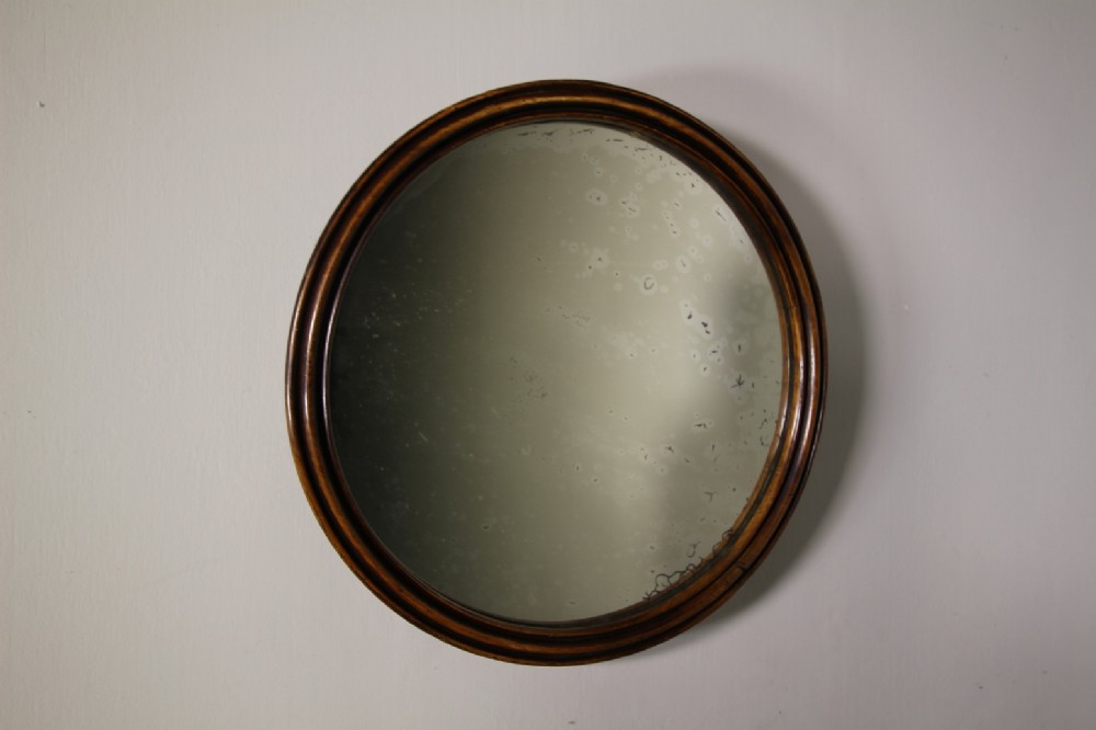 Beautiful English Fruitwood Antique Circular Mirror