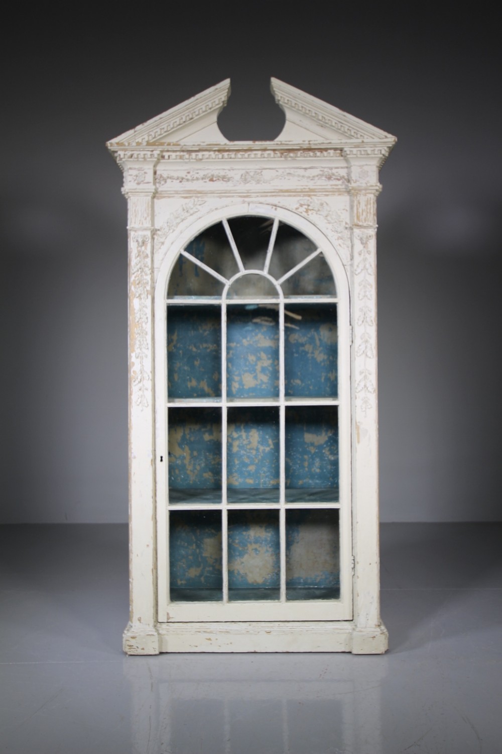 Georgian Original Painted Antique Glazed Wall Cabinet
