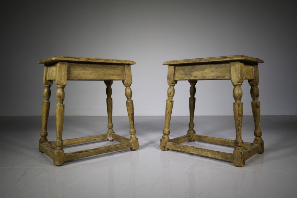 Pair of 19th Century Antique Painted Pine Joint Stools
