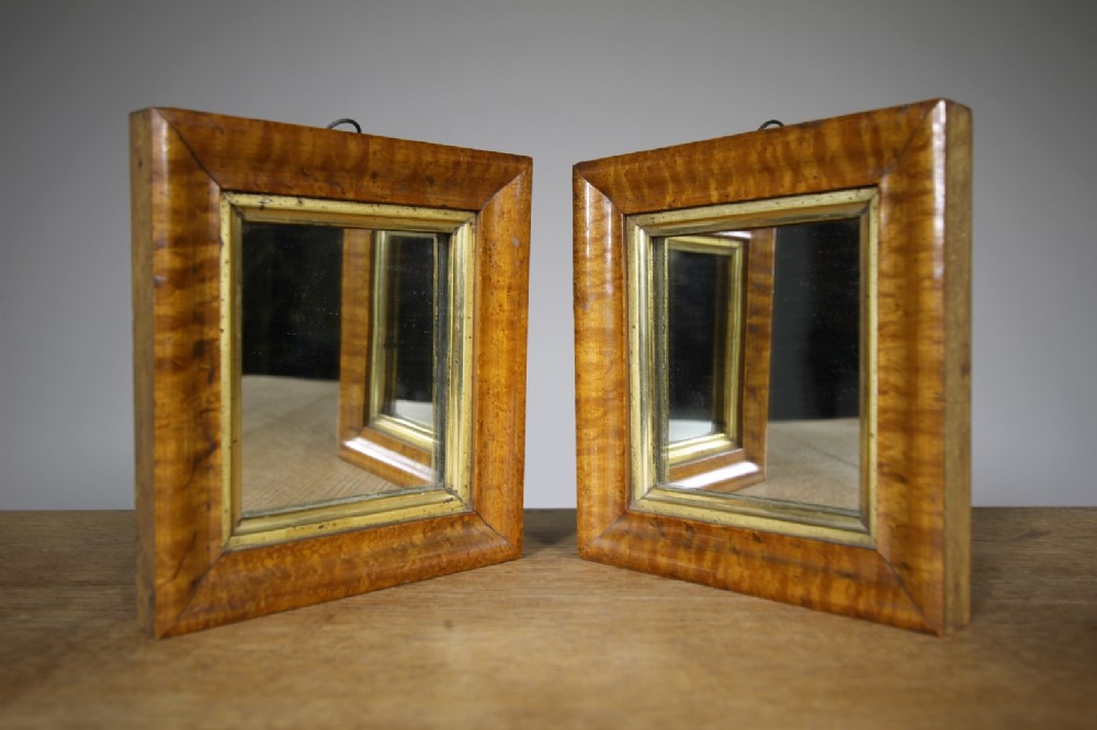 Pair of English Antique Burr Maple Mirrors