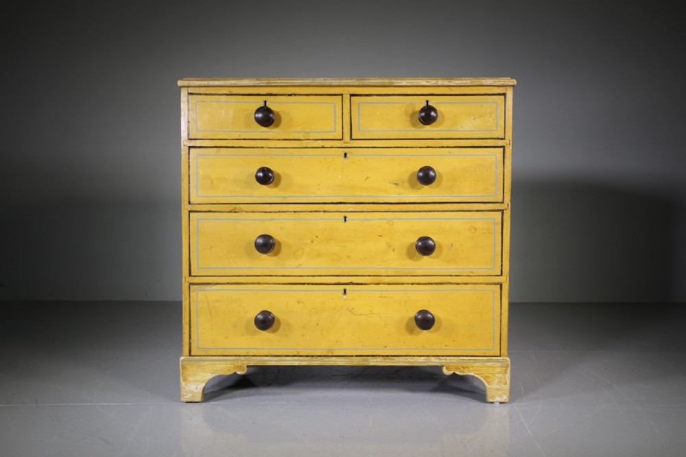 English Original Painted Pine Antique Chest of Drawers