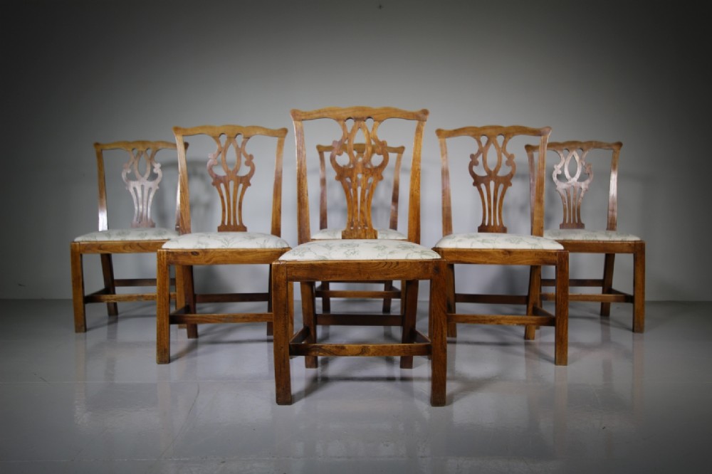 Set of Six Georgian Chippendale Antique Dining Chairs