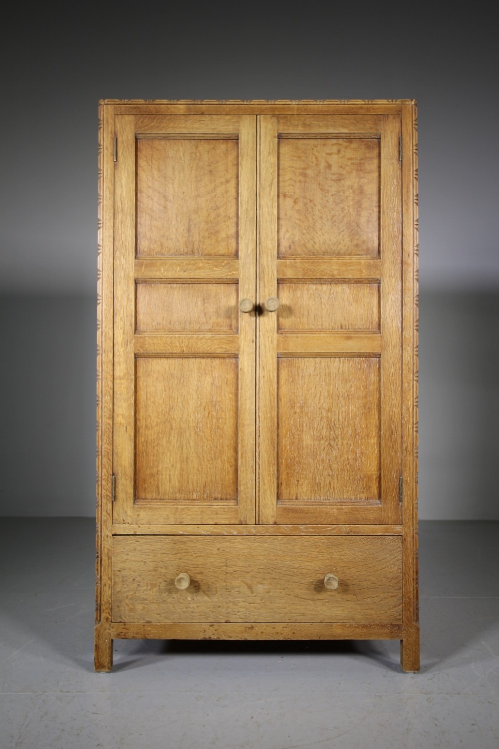 Heals Antique Oak Tall Boy Cupboard