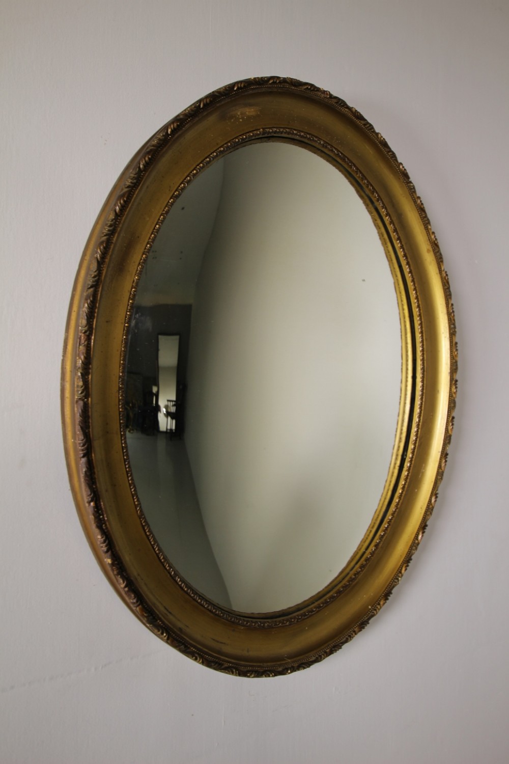 Unusual Edwardian Antique Oval Convex Mirror