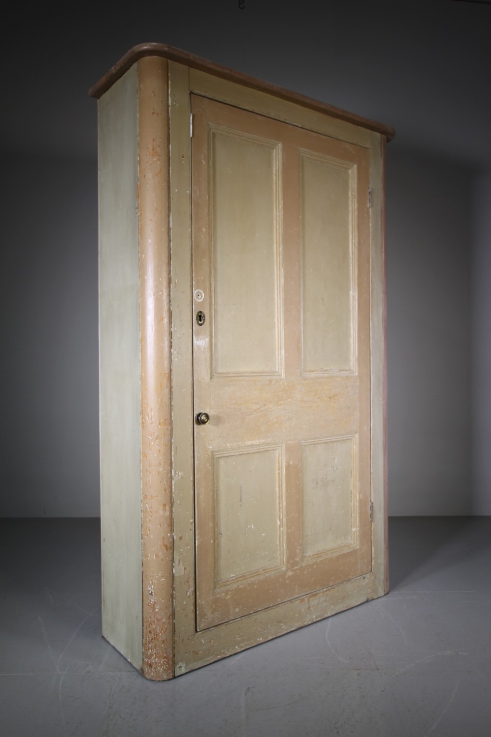 English Original Painted Pine Antique Cupboard