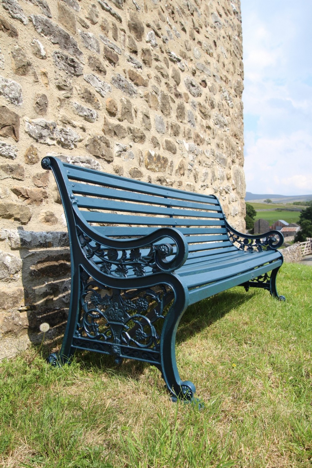 Edwardian Antique Iron & Teak Garden Bench
