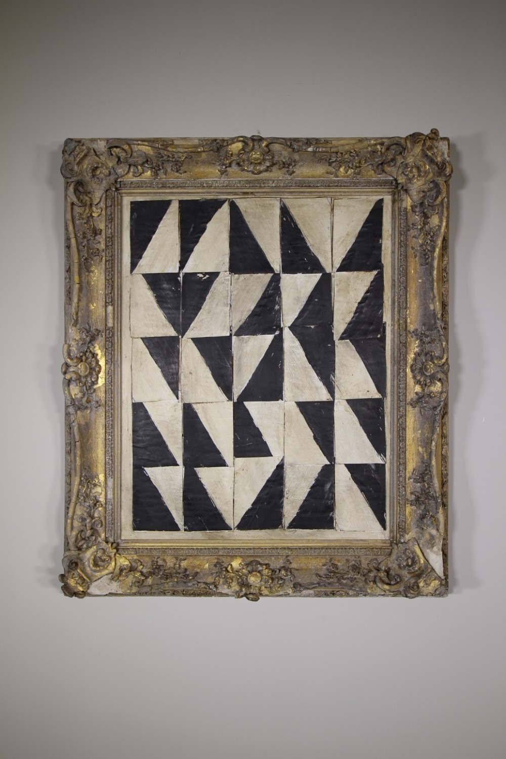 1950’s Geometric Abstract Painting in Antique Gilt Frame
