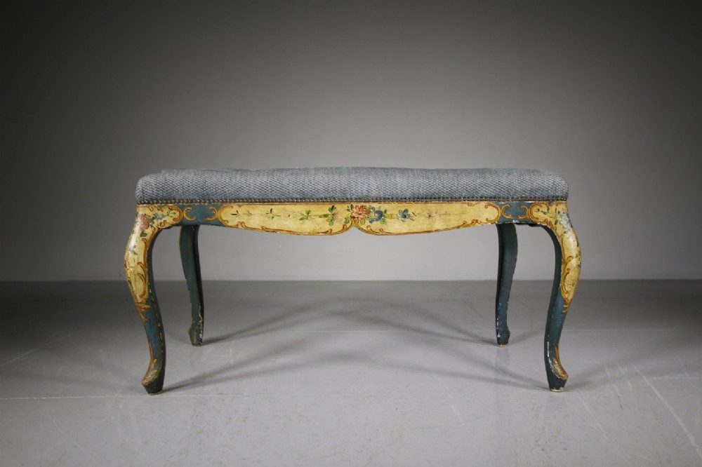 19th Century Large Antique Stool in Original Paint