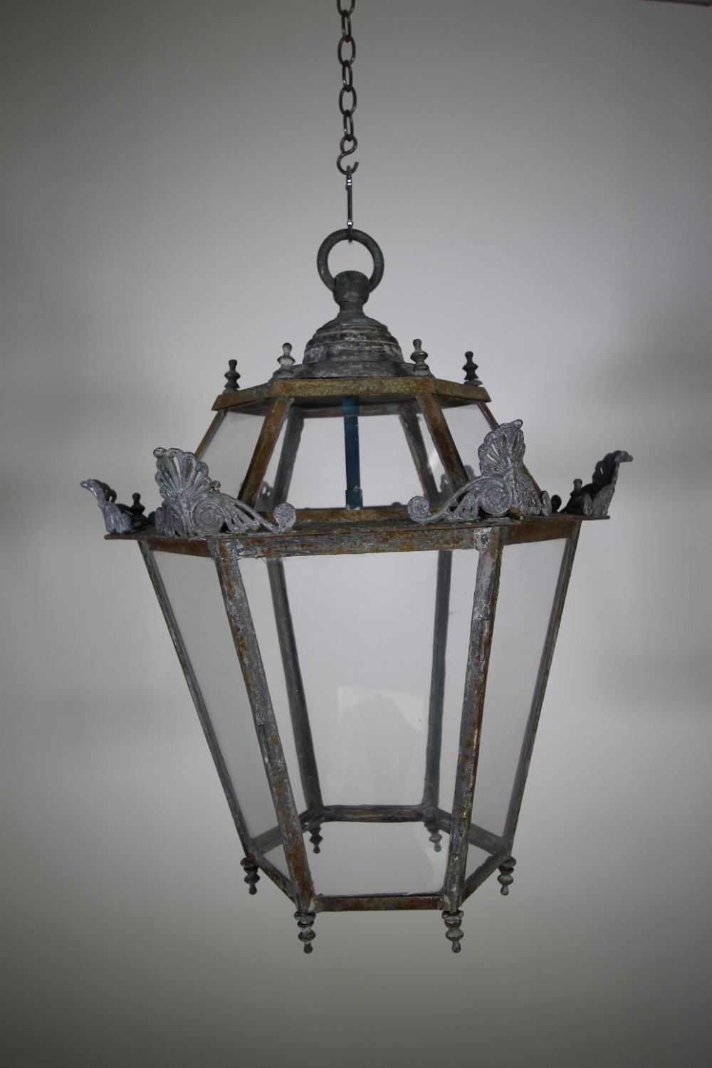 Large Hexagonal 19th Century Antique Hallway Lantern
