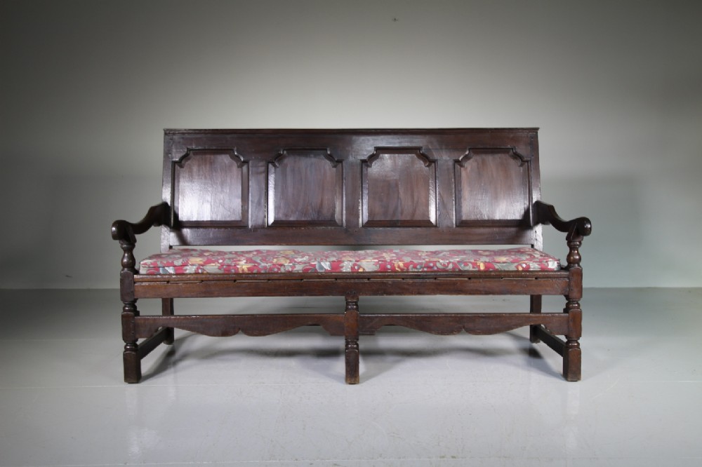 English 18th Century Large Antique Period Oak Settle