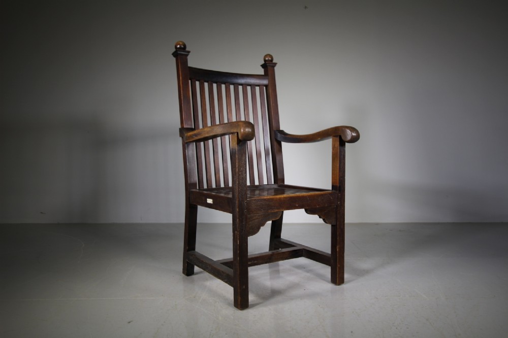 Rare Antique Teak Armchair by Hughes Bolckow