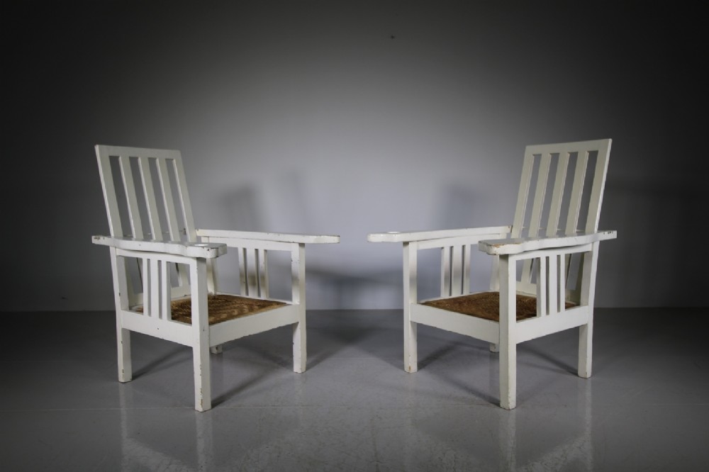 Pair of English Large Edwardian Antique Garden Reclining Armchairs – With Cushions