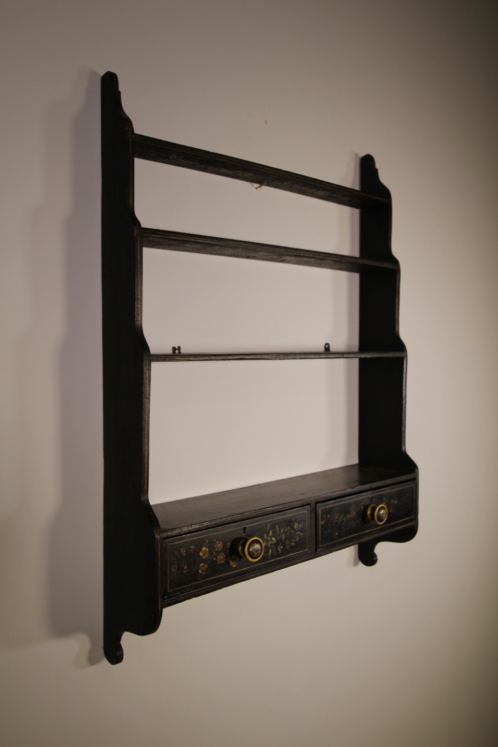 English Regency Antique Original Painted Pine Open Wall Shelves