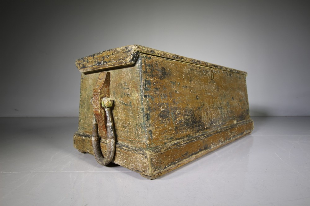 English 19th Century Seaman’s Antique Painted Pine Chest