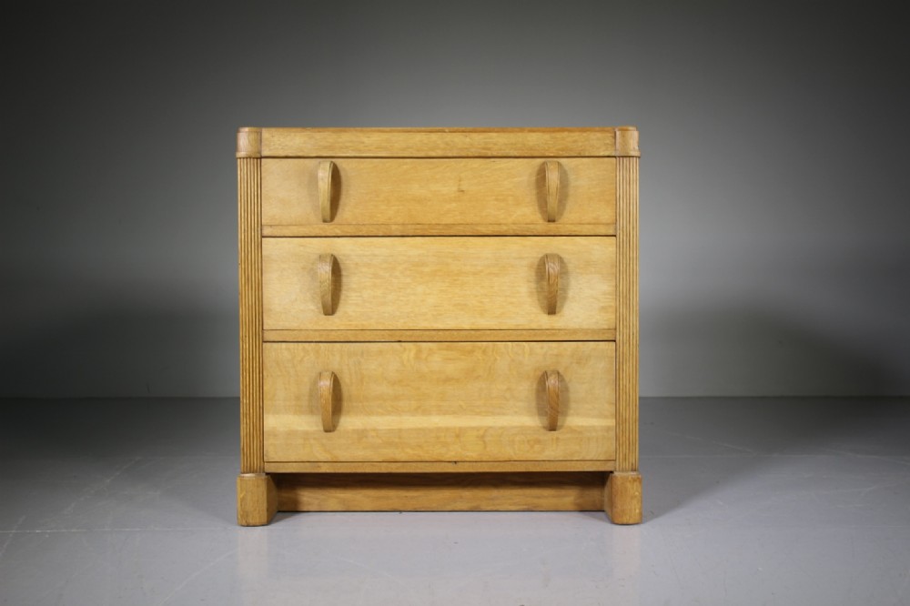 1930’s Heals of London Odeon Oak Three Drawer Chest