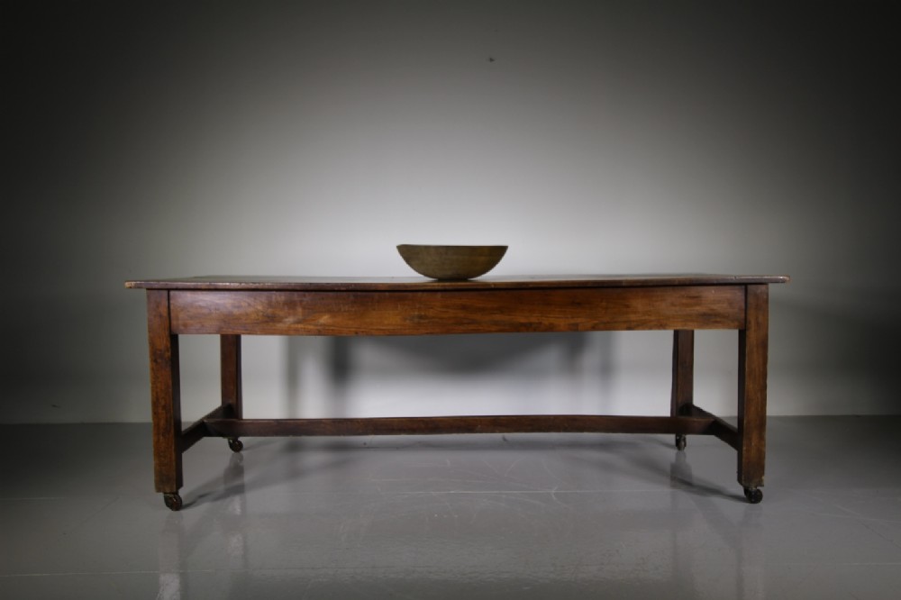 Large English 18th Century Antique Elm Kitchen Dining Table