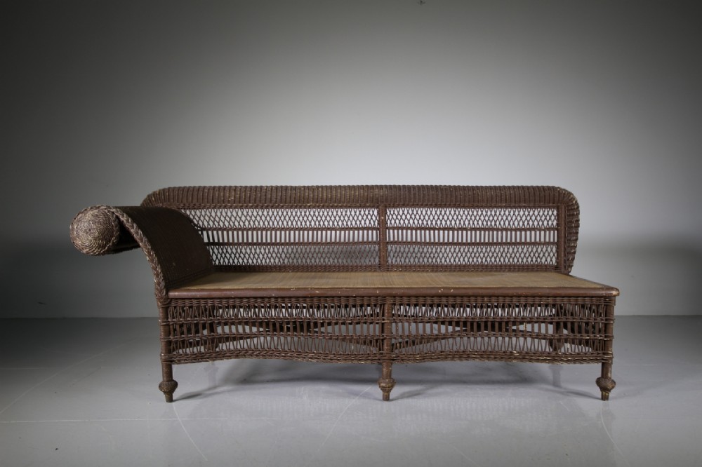 Amazing 19th Century Antique Woven Wicker Day Bed