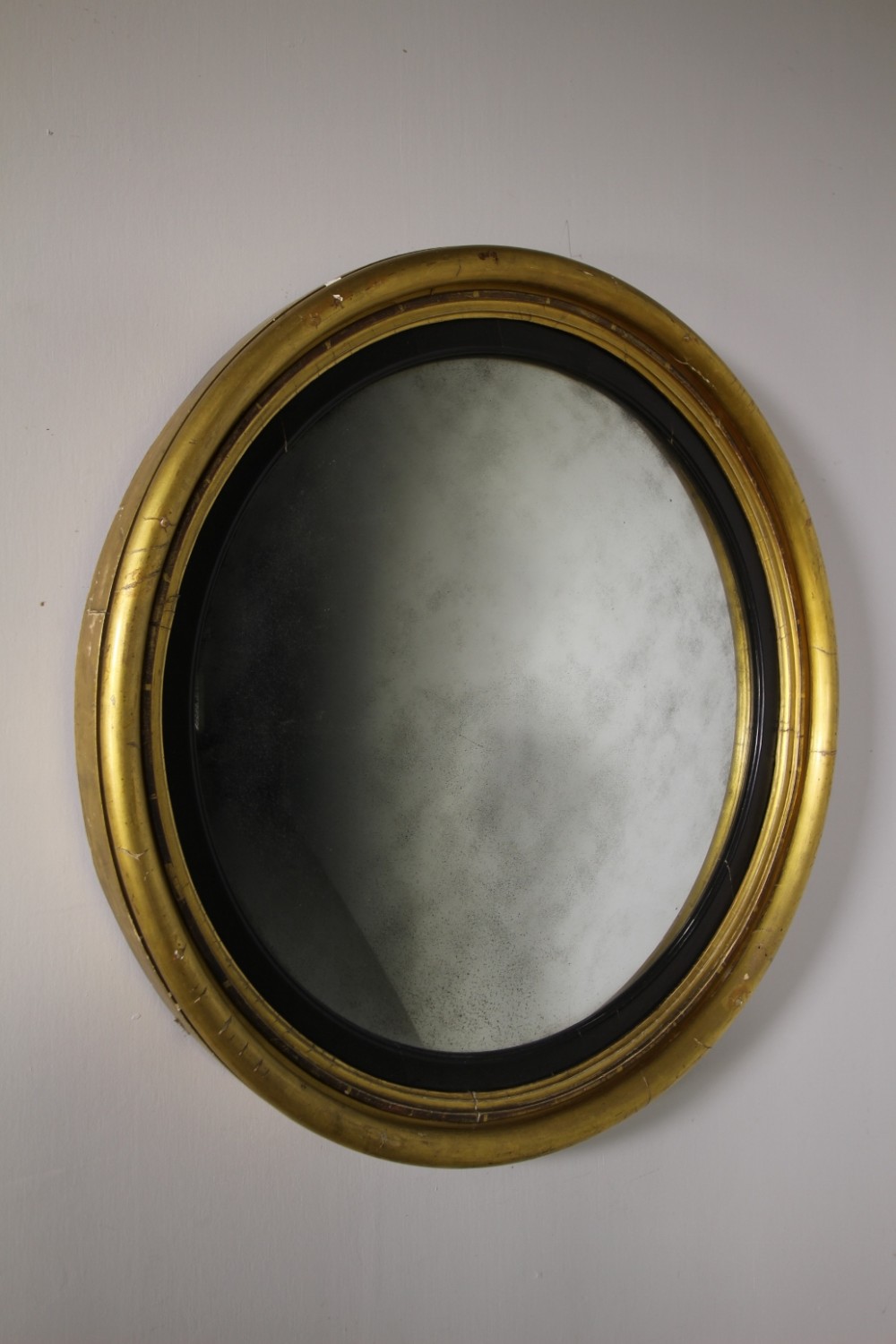 Large English Regency Antique Gilt Convex Mirror – Superb Plate