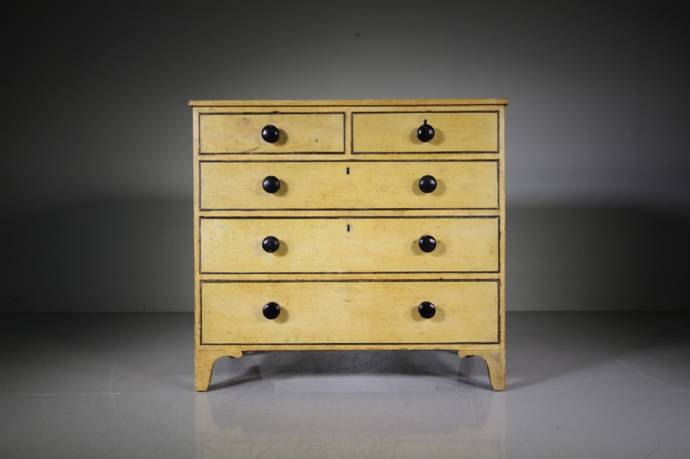 English Regency Antique Original Painted Pine Chest of Drawers