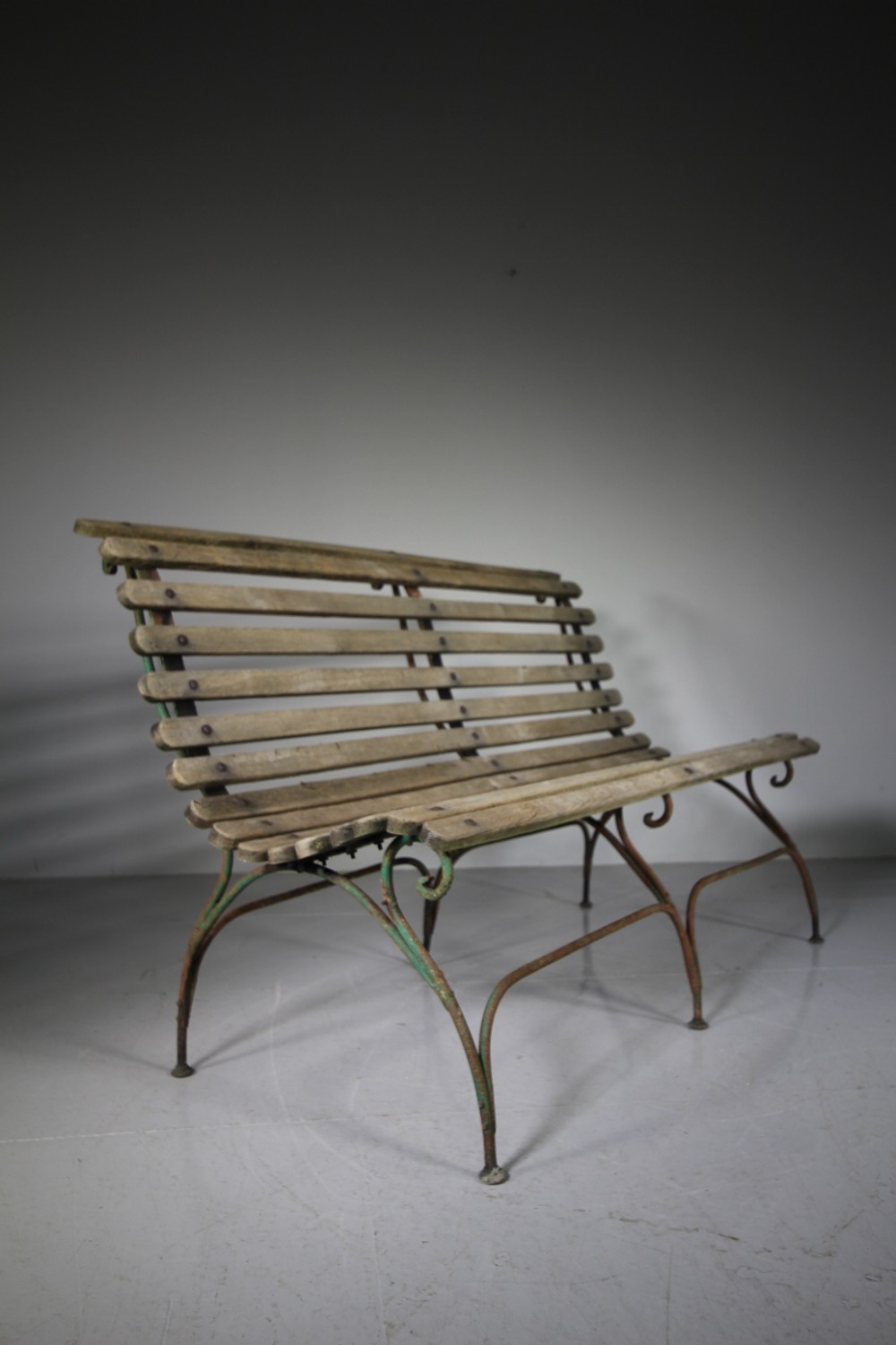 Edwardian Antique Iron & Oak Garden Bench Seat