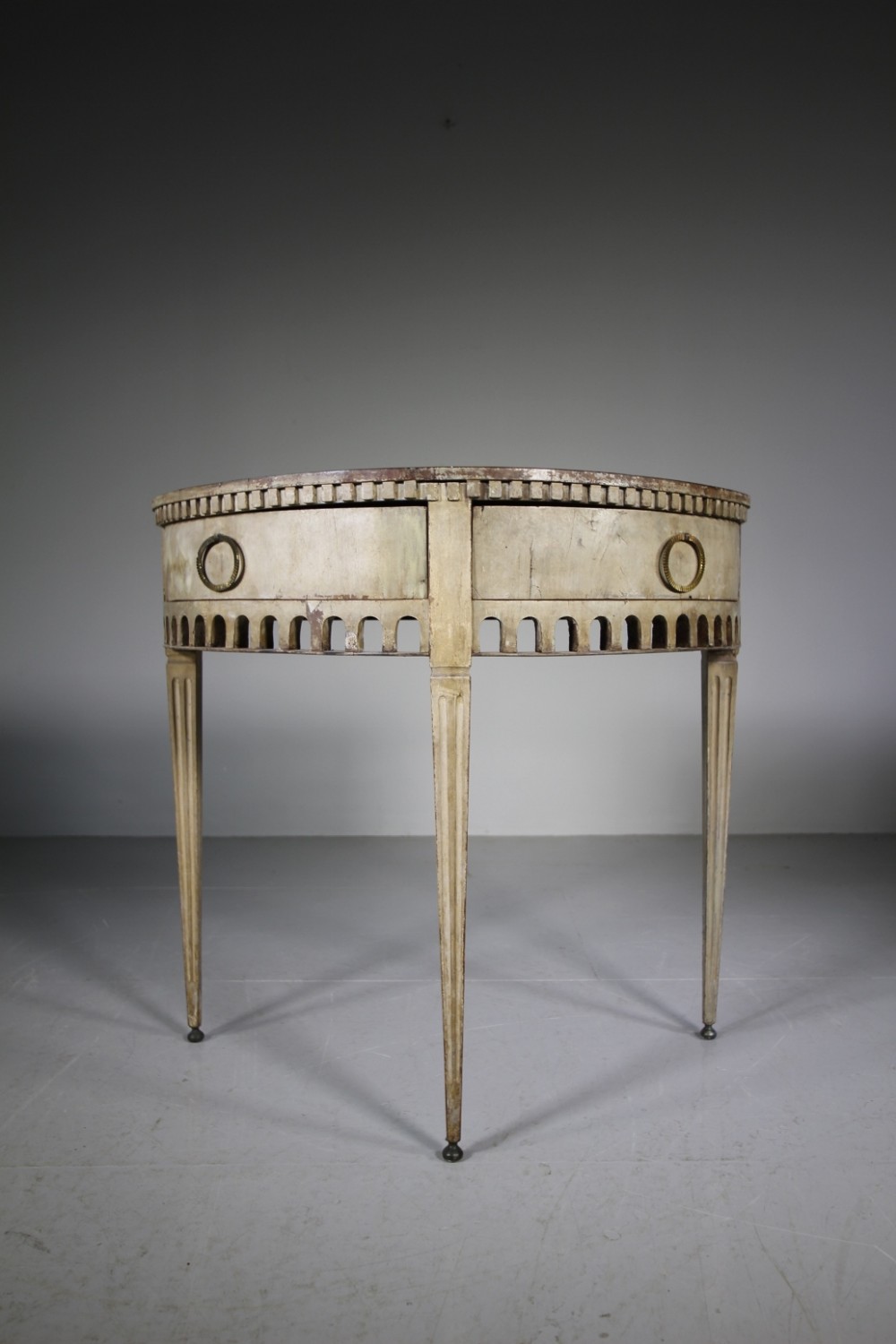 19th Century Original Painted Demi Lune Table from Harrods