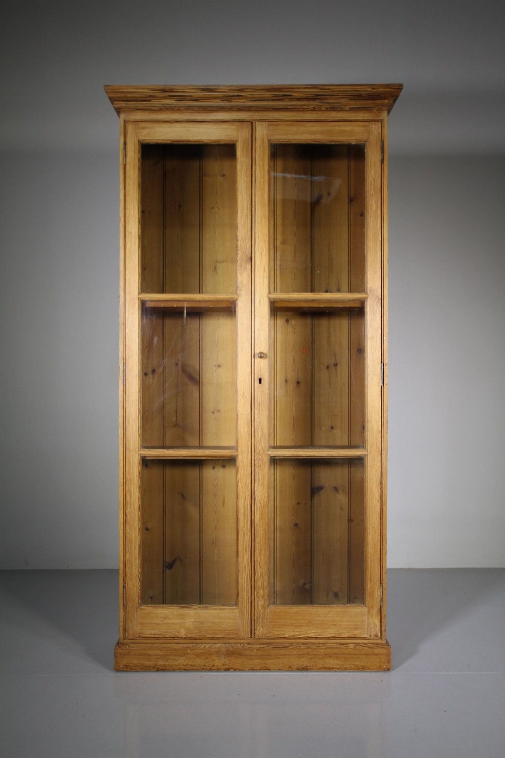 English 19th Century Antique Pine Glazed Cupboard