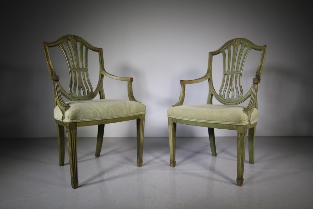 Pair of Late Georgian Antique Armchairs in Paint