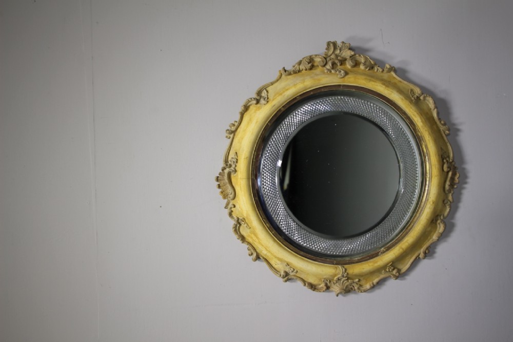 Unusual English 19th Century Wheel Cut Wall Mirror