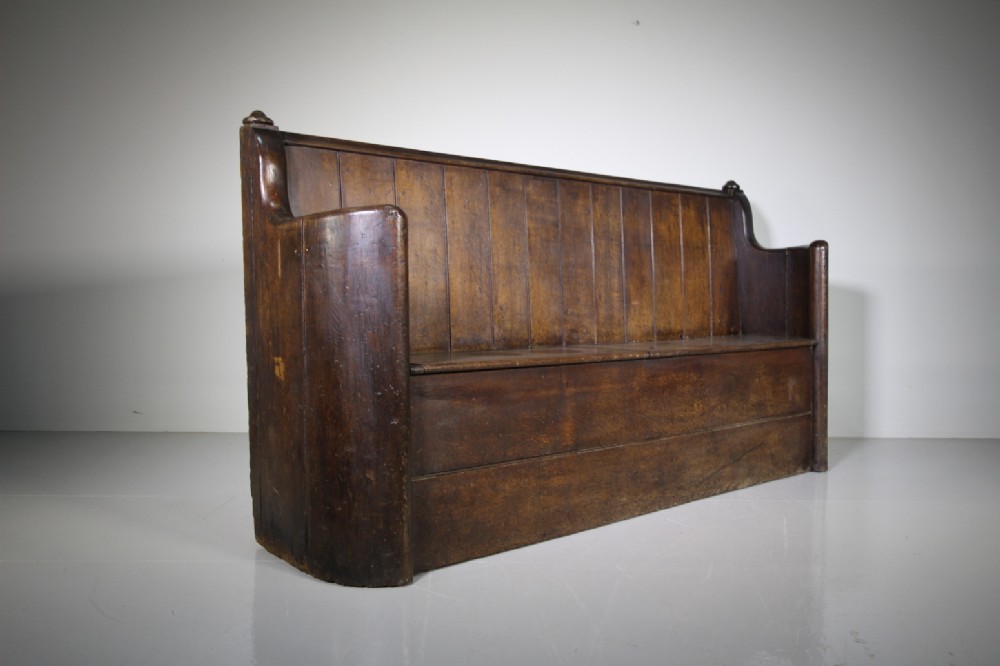 English 18th Century Period Oak Box Seat Settle