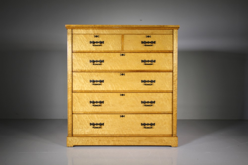 Fabulous English 19th Century Antique Birds Eye Maple Large Chest of Drawers