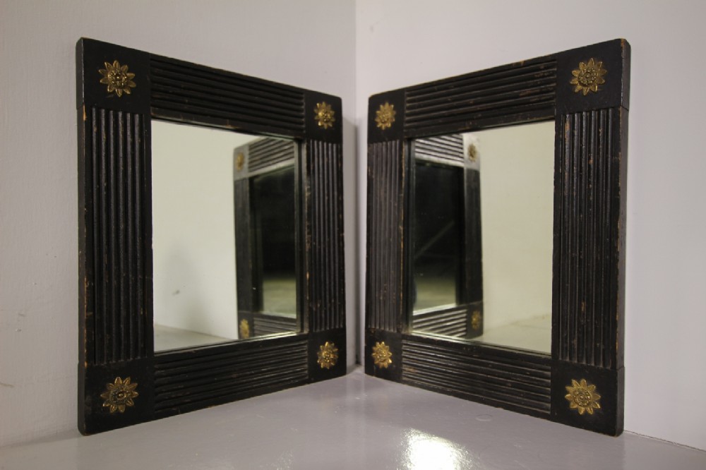 Pair of English 19th Century Antique Ebonised Wall Mirrors