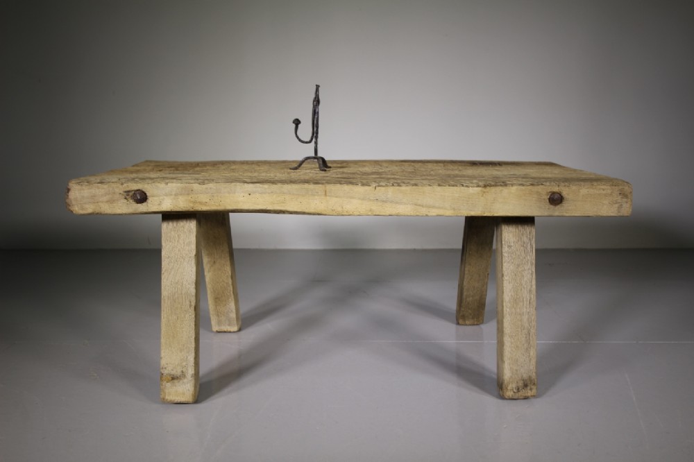 English 19th Century Antique Oak Pig Bench Table