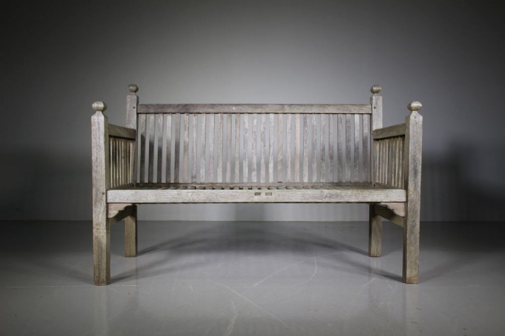 Edwardian Heals of London Teak Garden Bench Seat