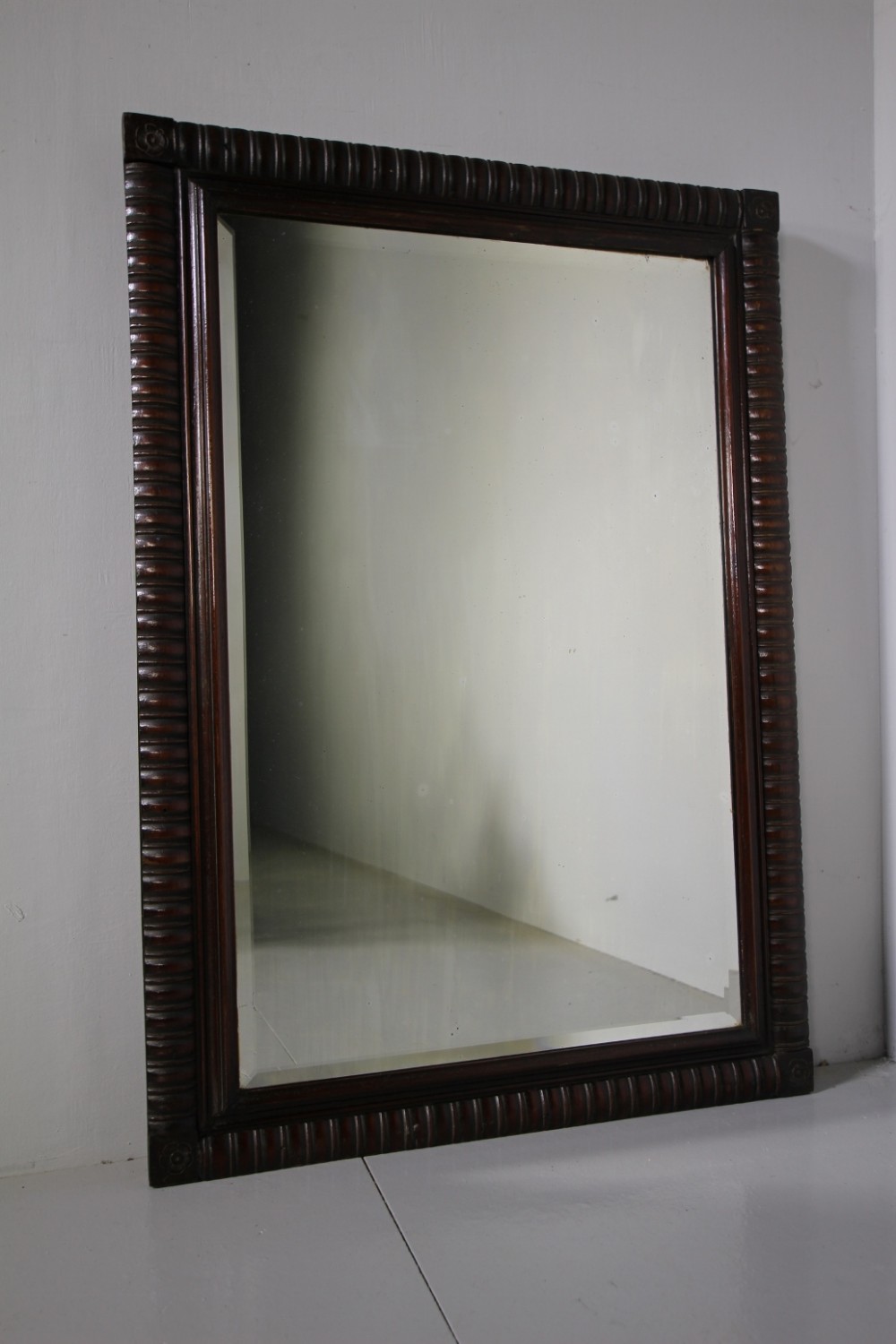 English 19th Century Antique Carved Pine Wall Mirror