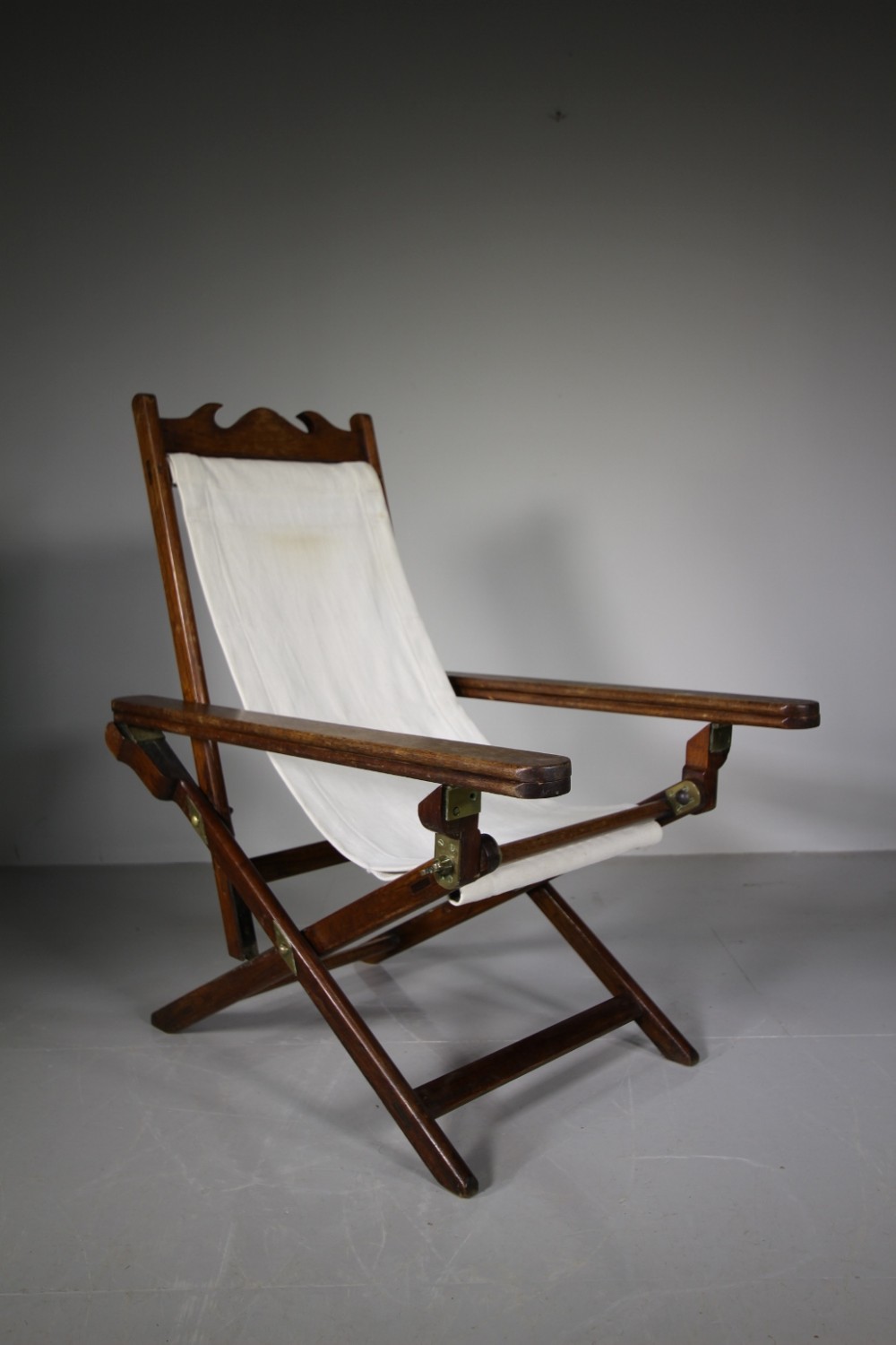 English 19th Century Military Antique Teak Armchair