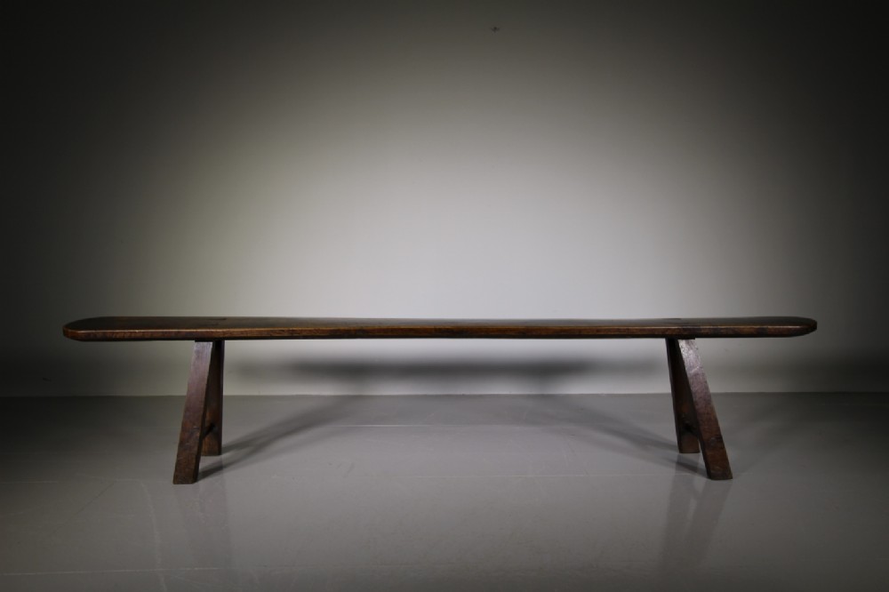 Long English 18th Century Antique Oak Bench Seat