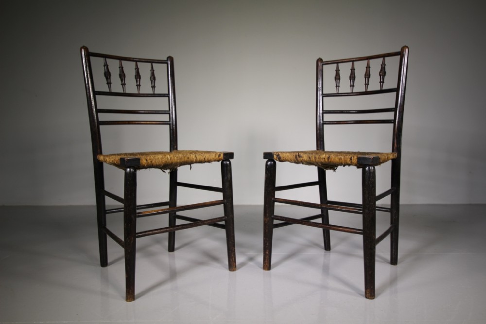 Pair of William Morris 19th Century Antique Sussex Chairs